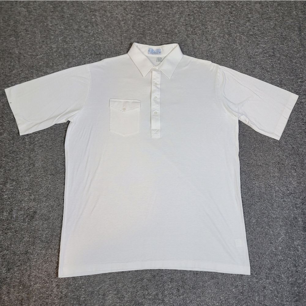 Vtg 90's Pickering Lisle Cotton Golf Polo Shirt XL White Mercerized Pocket